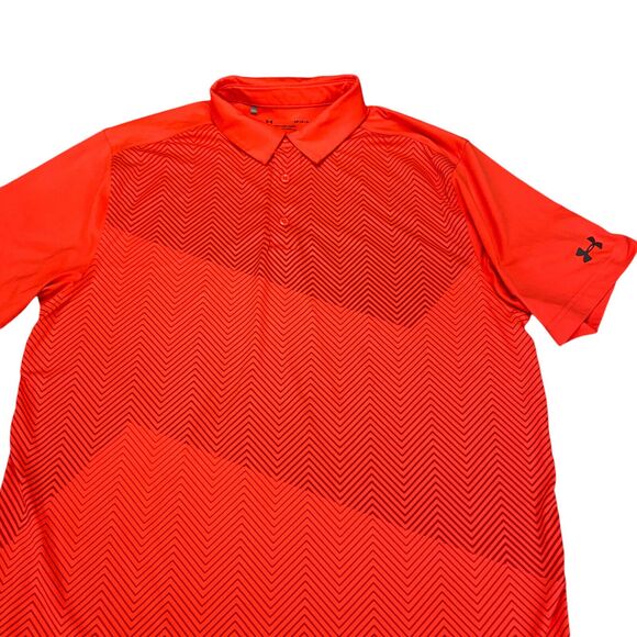 Under Armour Loose Heatgear Mens Large Red Short Sleeve Golf Polo Shirt - Picture 6 of 14
